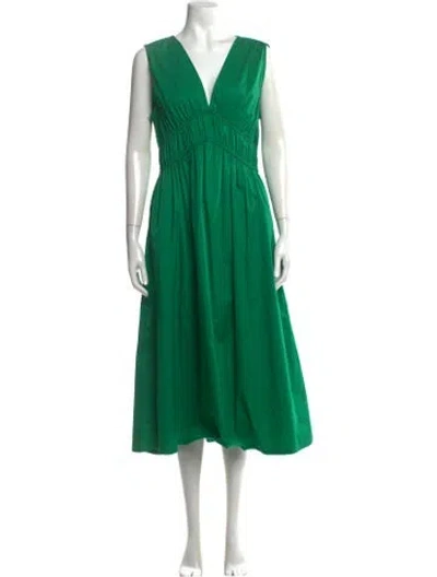 Pre-owned Xirena V-neck Midi Length Dress In Green