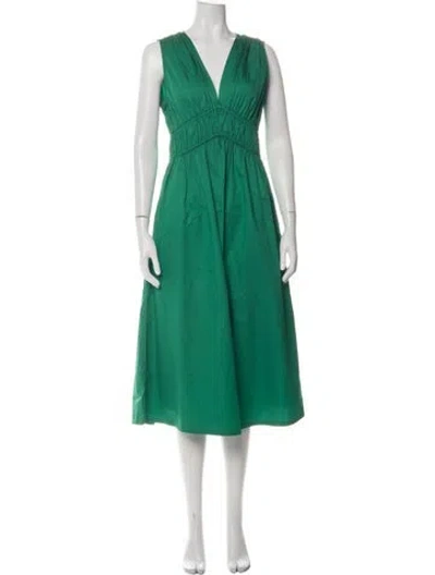 Pre-owned Xirena V-neck Midi Length Dress In Green