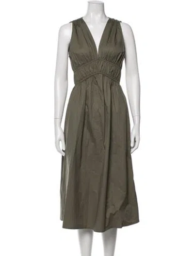 Pre-owned Xirena V-neck Midi Length Dress In Green