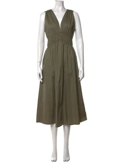 Pre-owned Xirena V-neck Midi Length Dress In Green