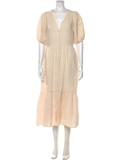 Pre-owned Xirena V-neck Midi Length Dress In Neutral
