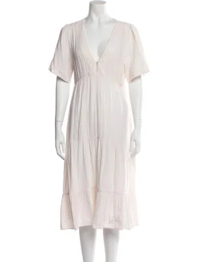 Pre-owned Xirena V-neck Midi Length Dress In Neutral