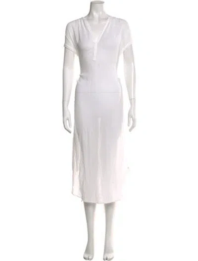 Pre-owned Xirena V-neck Midi Length Dress In Neutral