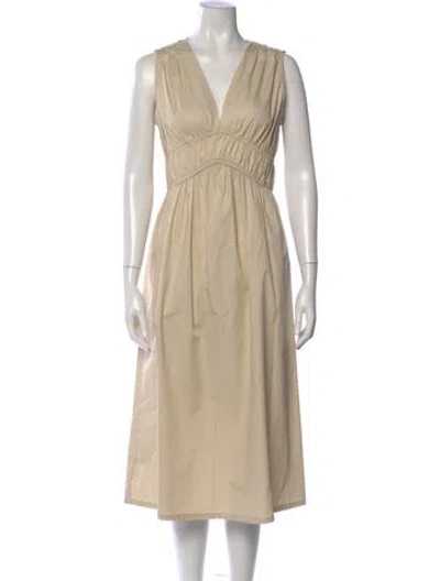 Pre-owned Xirena V-neck Midi Length Dress In Neutral