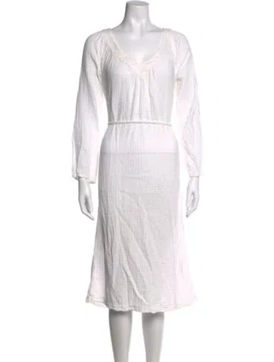 Pre-owned Xirena V-neck Midi Length Dress In Neutrals