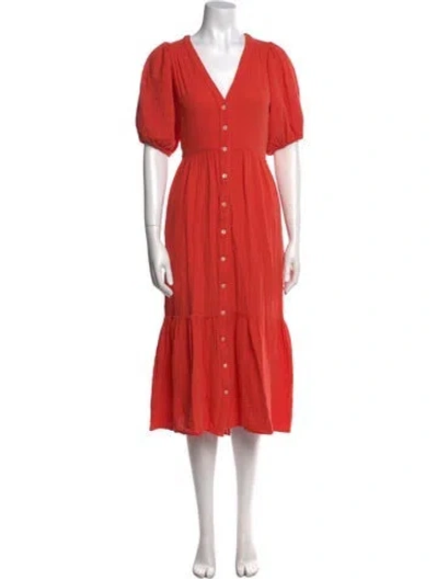 Pre-owned Xirena V-neck Midi Length Dress In Orange