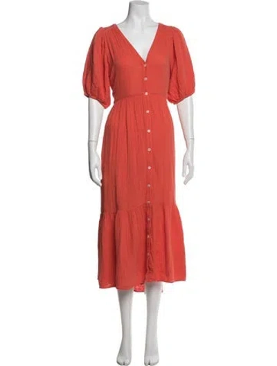 Pre-owned Xirena V-neck Midi Length Dress In Orange