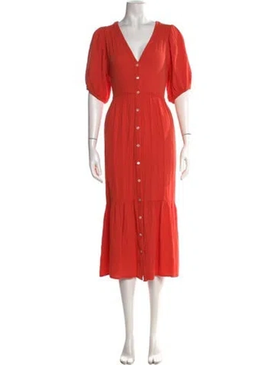 Pre-owned Xirena V-neck Midi Length Dress In Orange