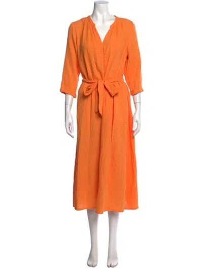 Pre-owned Xirena V-neck Midi Length Dress In Orange