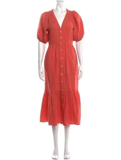 Pre-owned Xirena V-neck Midi Length Dress In Orange