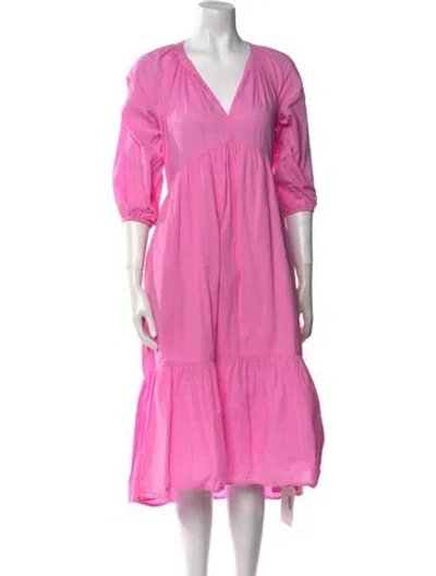 Pre-owned Xirena V-neck Midi Length Dress In Pink