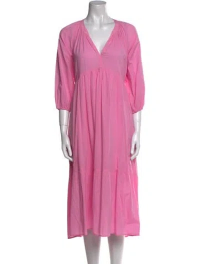 Pre-owned Xirena V-neck Midi Length Dress In Pink