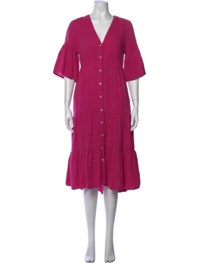 Pre-owned Xirena V-neck Midi Length Dress In Pink
