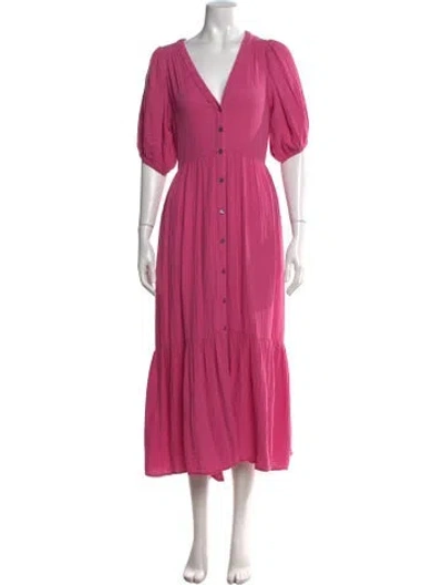 Pre-owned Xirena V-neck Midi Length Dress In Pink