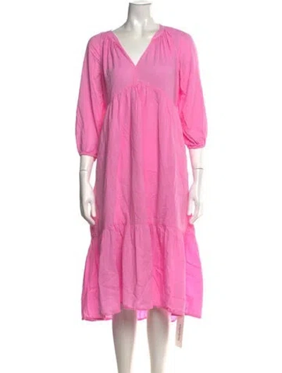 Pre-owned Xirena V-neck Midi Length Dress In Pink