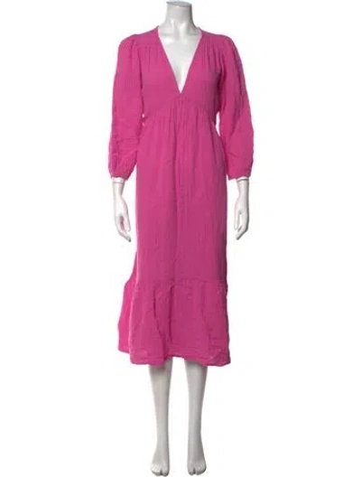 Pre-owned Xirena V-neck Midi Length Dress In Pink