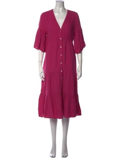 Pre-owned Xirena V-neck Midi Length Dress In Pink