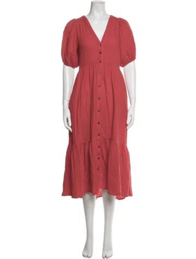 Pre-owned Xirena V-neck Midi Length Dress In Red