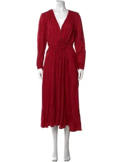 Pre-owned Xirena V-neck Midi Length Dress In Red