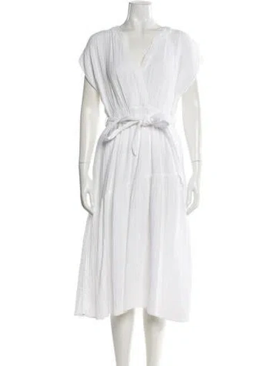 Pre-owned Xirena V-neck Midi Length Dress In White