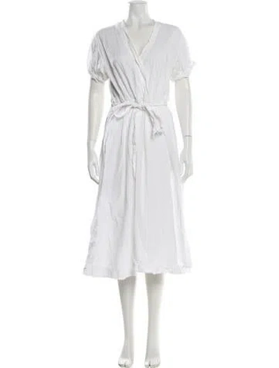 Pre-owned Xirena V-neck Midi Length Dress In White