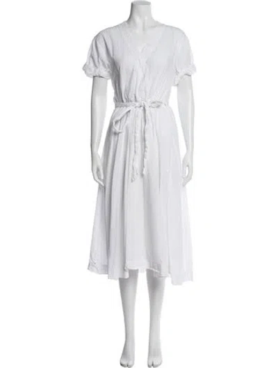 Pre-owned Xirena V-neck Midi Length Dress In White