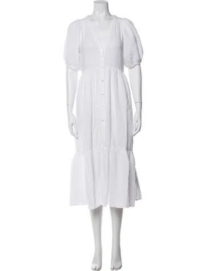 Pre-owned Xirena V-neck Midi Length Dress In White