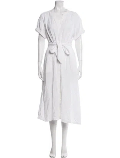 Pre-owned Xirena V-neck Midi Length Dress In White