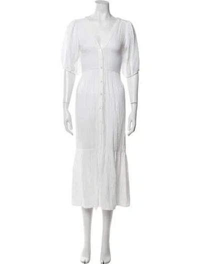 Pre-owned Xirena V-neck Midi Length Dress In White