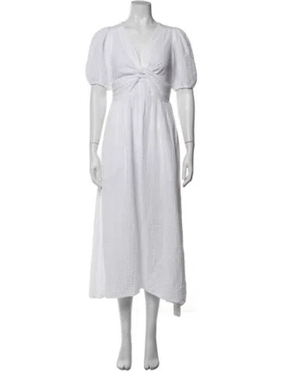 Pre-owned Xirena V-neck Midi Length Dress In White