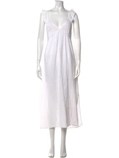 Pre-owned Xirena V-neck Midi Length Dress In White