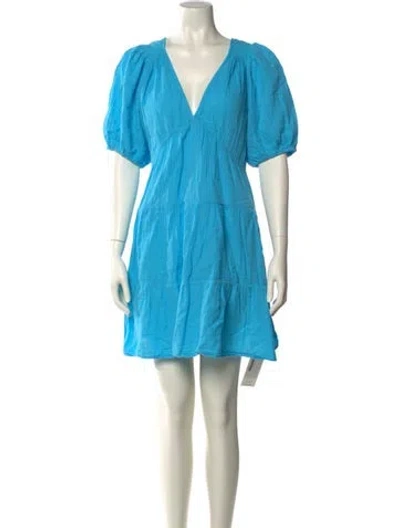 Pre-owned Xirena V-neck Mini Dress In Blue