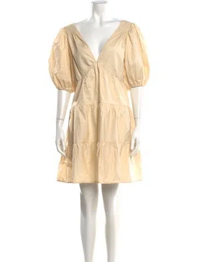 Pre-owned Xirena V-neck Mini Dress In Neutral