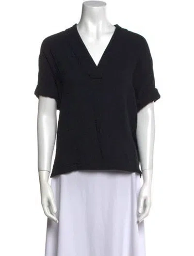 Pre-owned Xirena V-neck Short Sleeve Blouse In Black