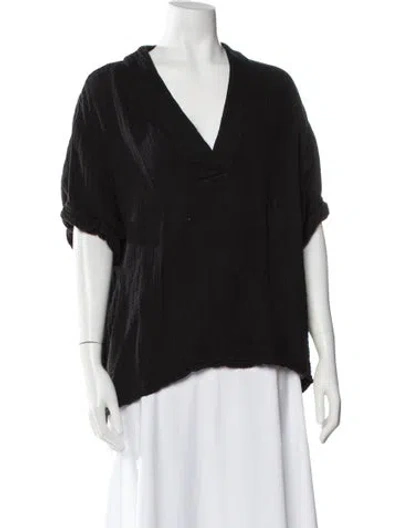 Pre-owned Xirena V-neck Short Sleeve Blouse In Black