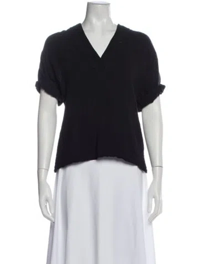 Pre-owned Xirena V-neck Short Sleeve Blouse In Black