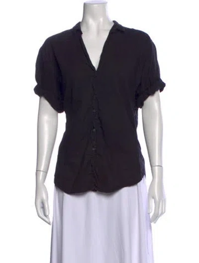 Pre-owned Xirena V-neck Short Sleeve Blouse In Black