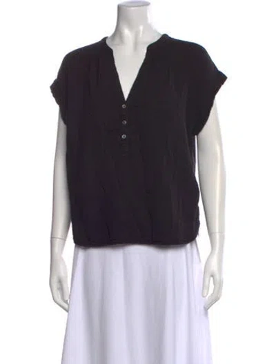 Pre-owned Xirena V-neck Short Sleeve Blouse In Black