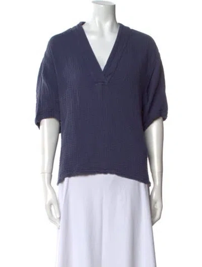 Pre-owned Xirena V-neck Short Sleeve Blouse In Blue