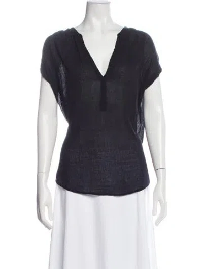 Pre-owned Xirena V-neck Short Sleeve Blouse In Blue