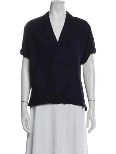 Pre-owned Xirena V-neck Short Sleeve Blouse In Blue