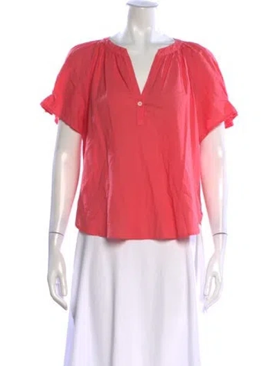 Pre-owned Xirena V-neck Short Sleeve Blouse In Blue