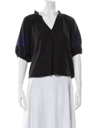 Pre-owned Xirena V-neck Short Sleeve Blouse In Gray