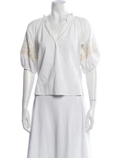 Pre-owned Xirena V-neck Short Sleeve Blouse In Multi