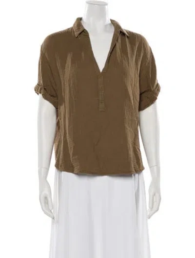 Pre-owned Xirena V-neck Short Sleeve Blouse In Neutral