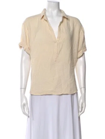 Pre-owned Xirena V-neck Short Sleeve Blouse In Neutral