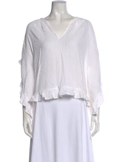 Pre-owned Xirena V-neck Short Sleeve Blouse In Neutral