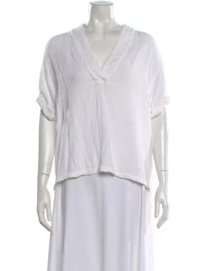 Pre-owned Xirena V-neck Short Sleeve Blouse In Neutral