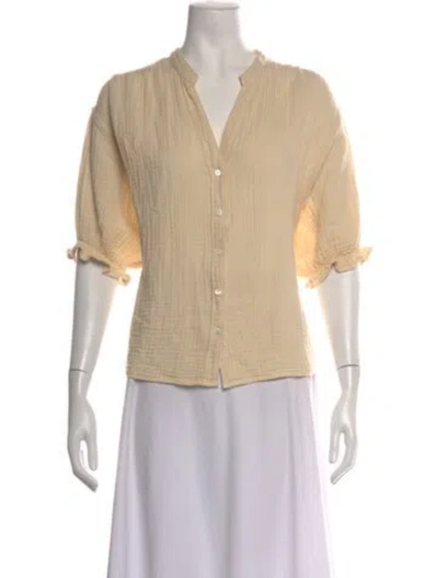 Pre-owned Xirena V-neck Short Sleeve Blouse In Neutrals