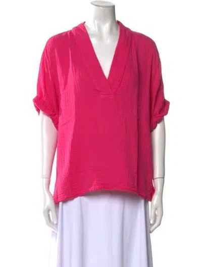 Pre-owned Xirena V-neck Short Sleeve Blouse In Pink